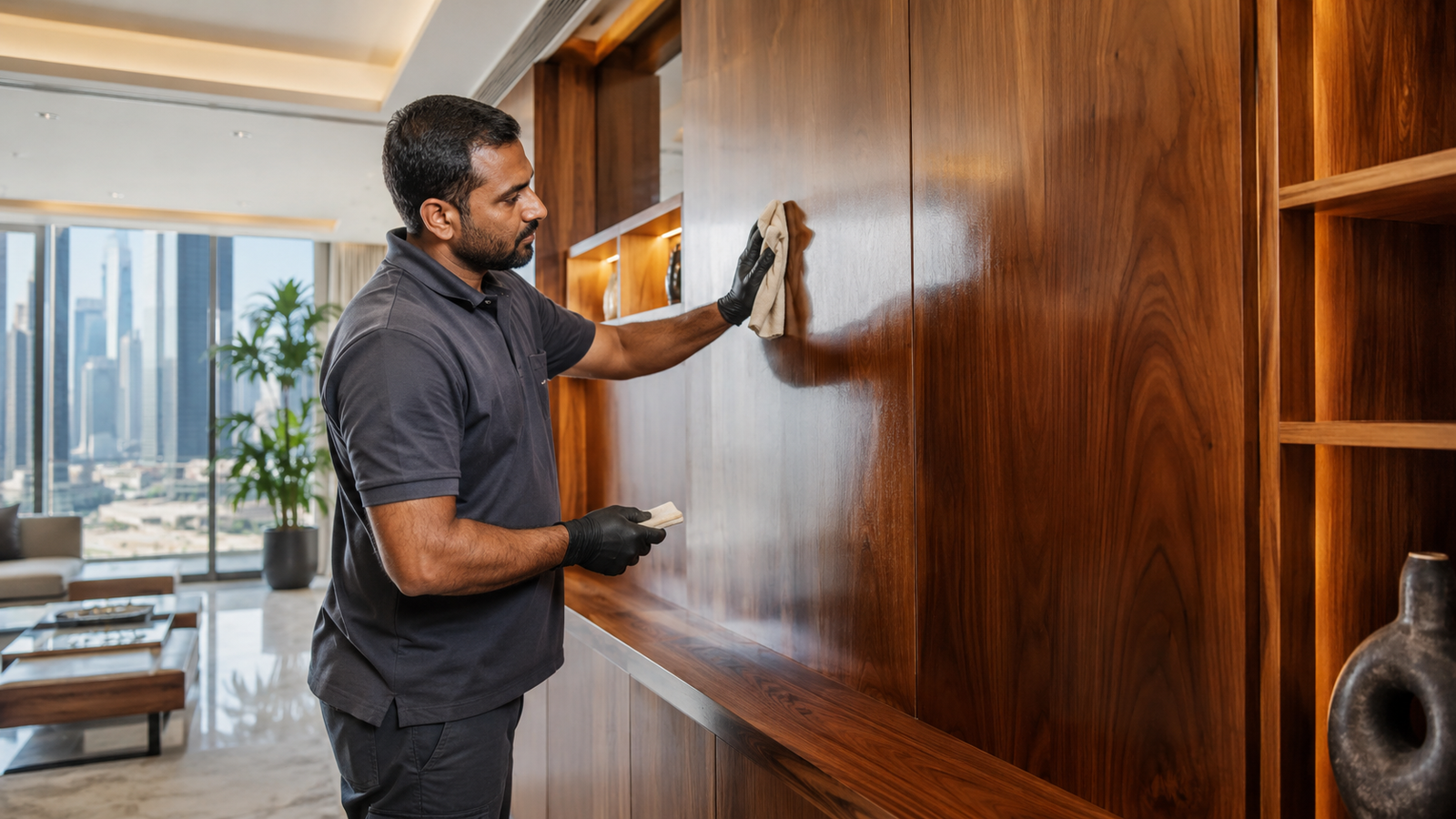 Wood paint and polishing work in Dubai